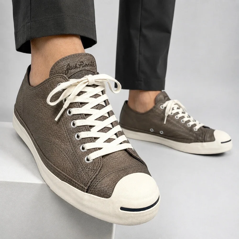 Converse Jack Purcell LP Leather Sneakers Mens 12 Gray Brown Low Top Classic